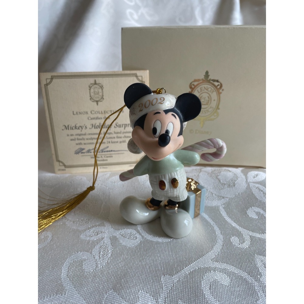 Lenox Classics Disney Mickey Mouse "Holiday Surprise" ~ 2002 With Box ~ COA~